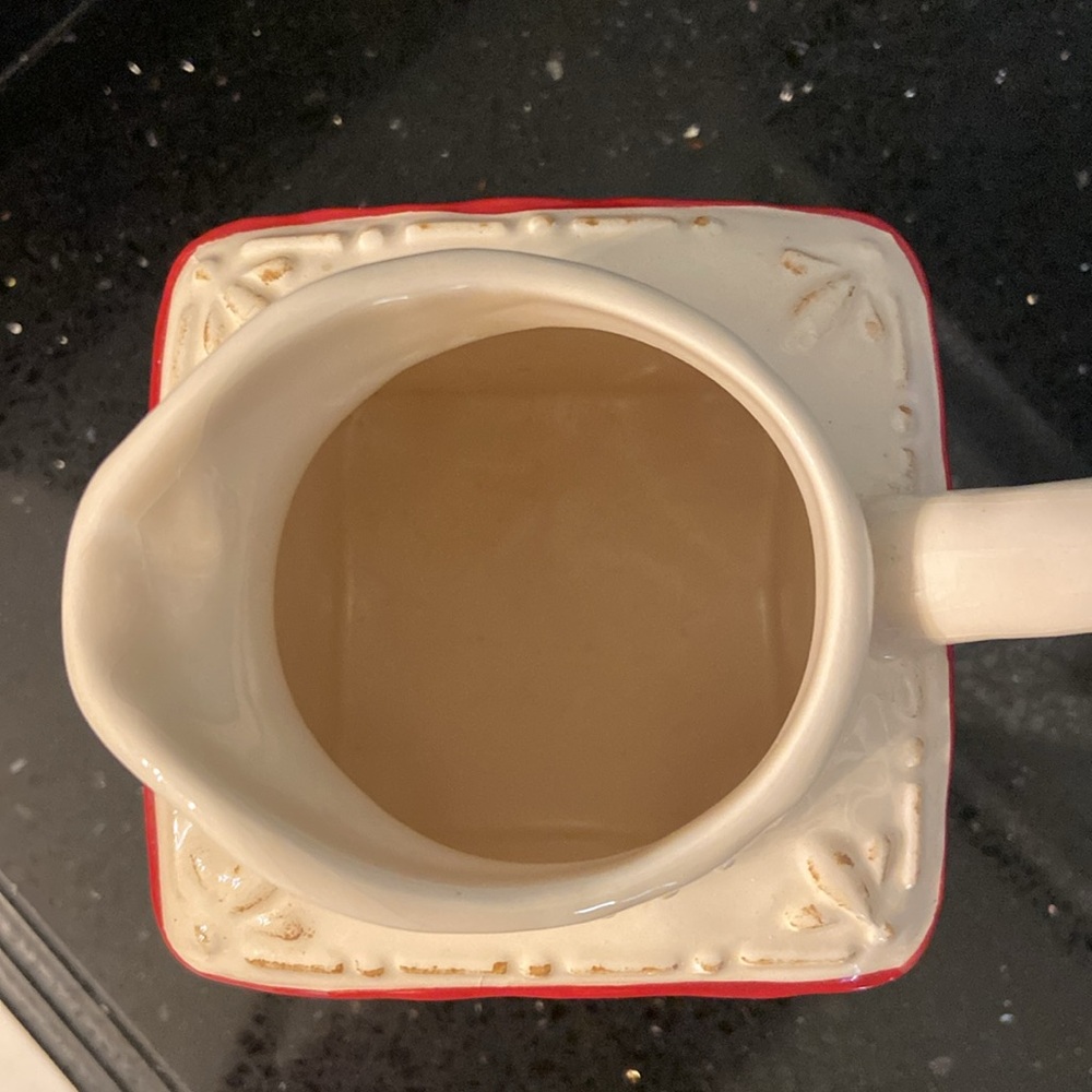 Farmhouse SET Sugar & Creamer Dark Red & Cream Plaid Rustic Cottagecore Country - Picture 13 of 16